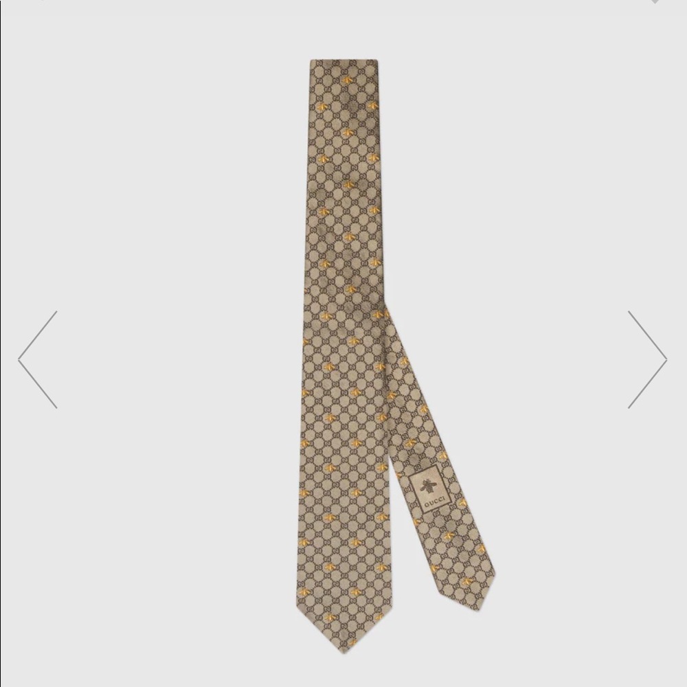 GUCCI beige bees silk tie